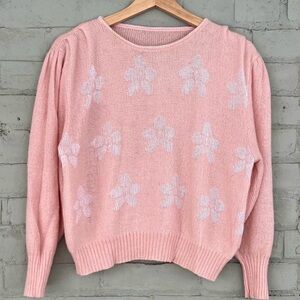 Vintage Pastel Pink Floral Print Sweater